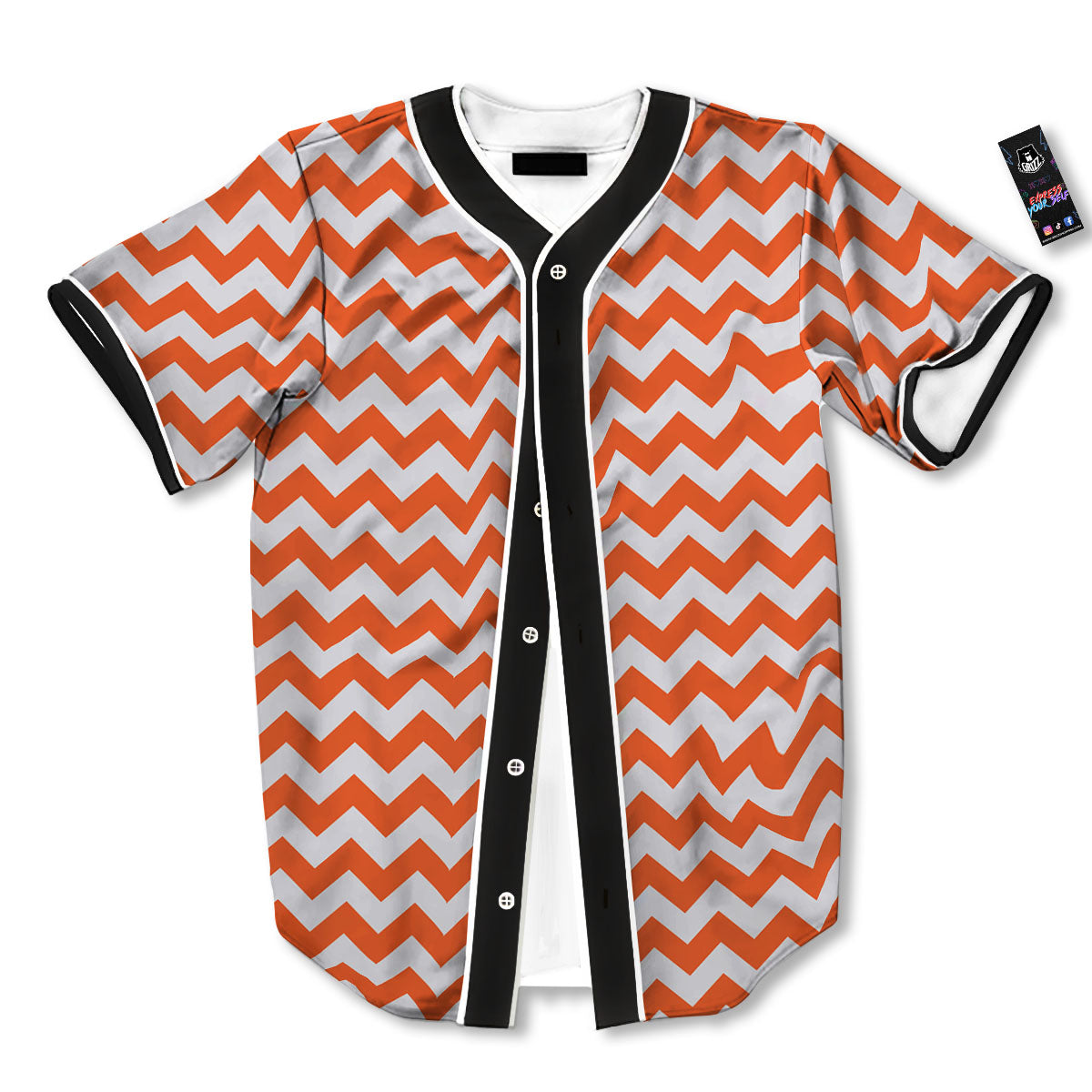 Chevron White And Orange Print Pattern Baseball Jersey-grizzshop