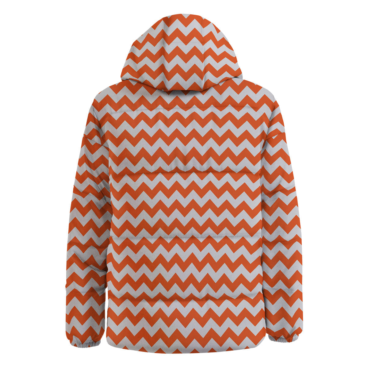 Chevron White And Orange Print Pattern Down Jacket-grizzshop