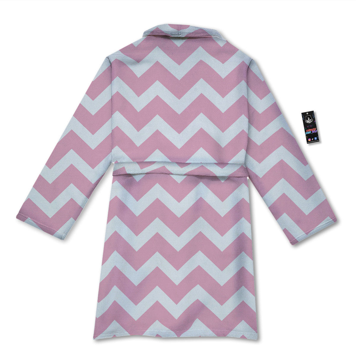 Chevron White And Pink Print Pattern Bathrobe-grizzshop