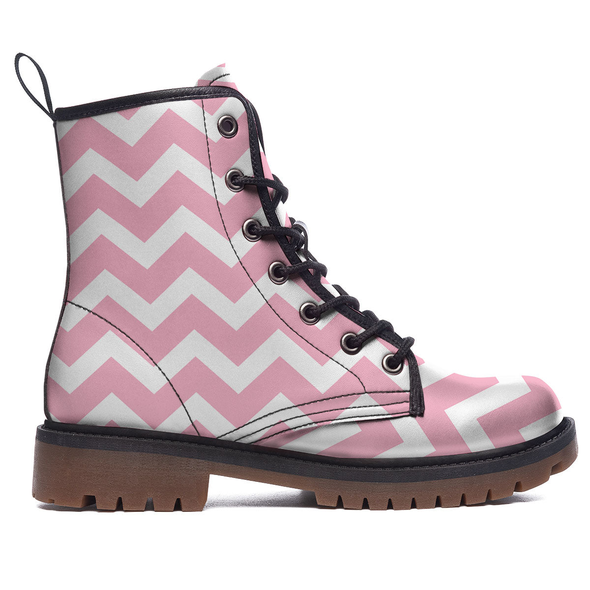 Chevron White And Pink Print Pattern Work Boots-grizzshop