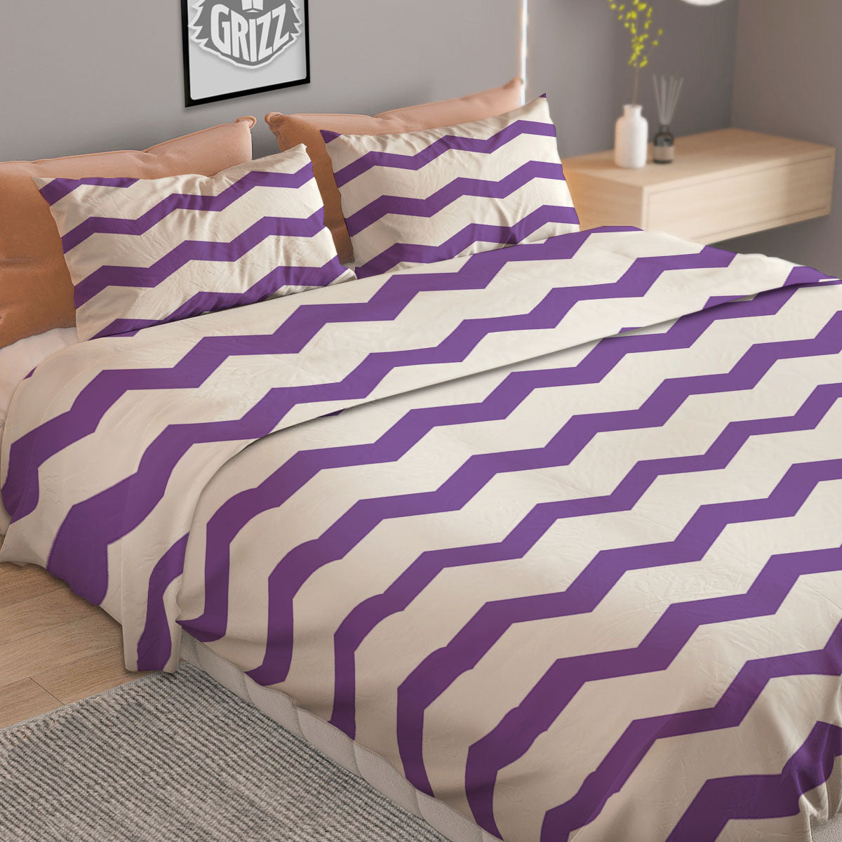 Celestial Blue And White Print Pattern Duvet Cover Bedding Set