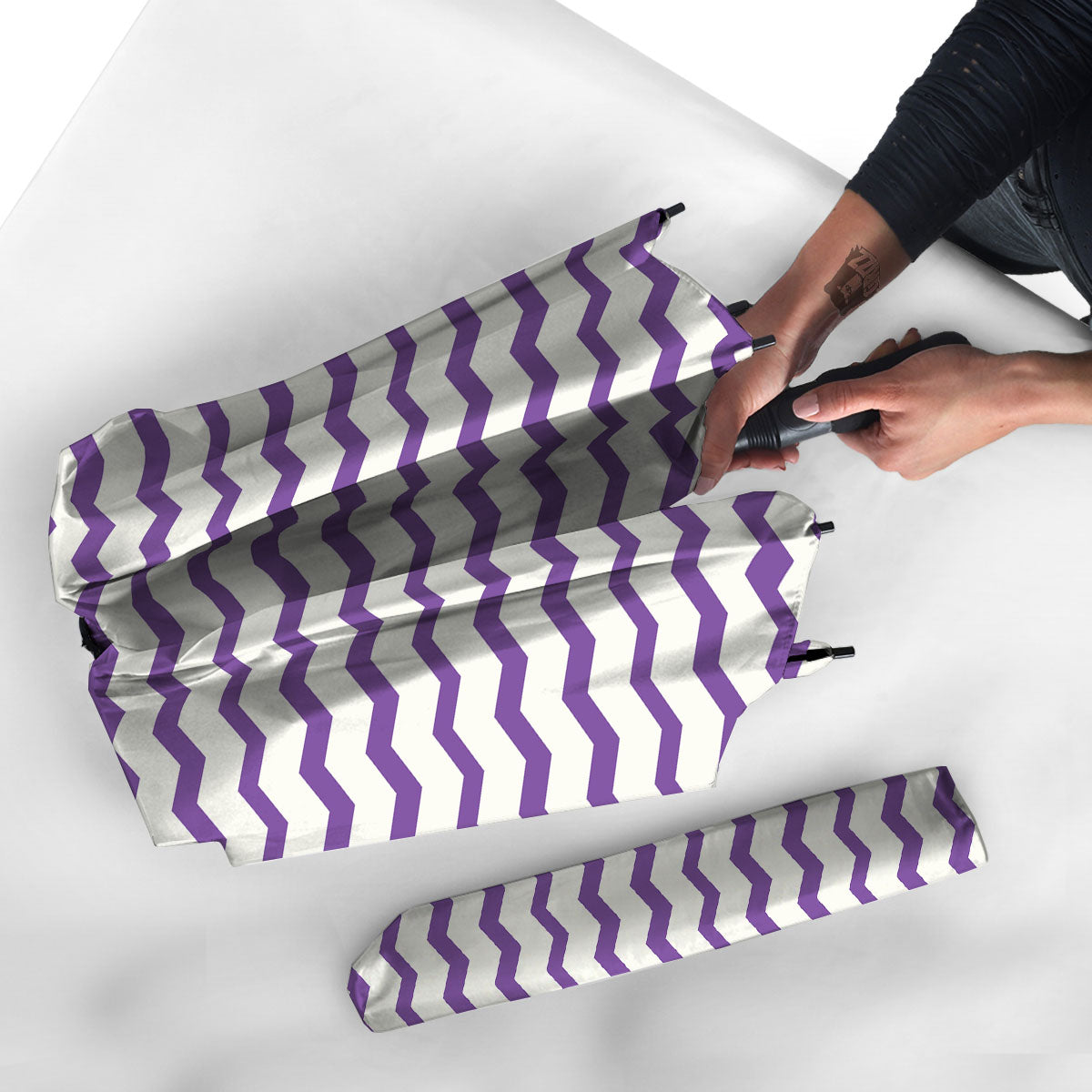 Chevron White And Purple Print Pattern Umbrella-grizzshop