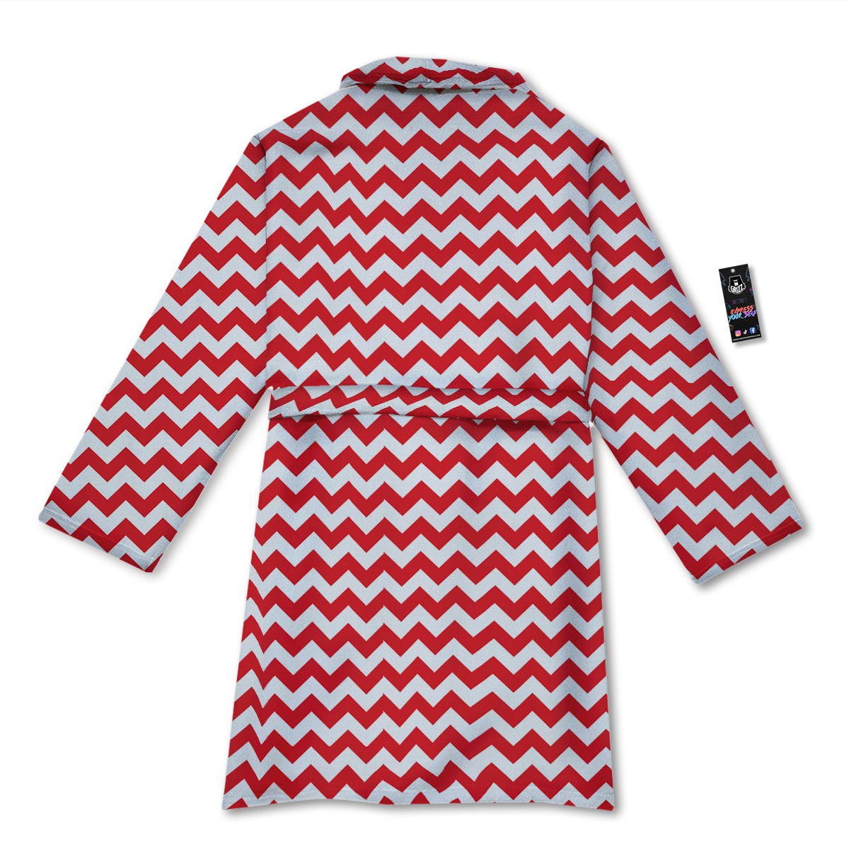 Chevron White And Red Print Pattern Bathrobe-grizzshop