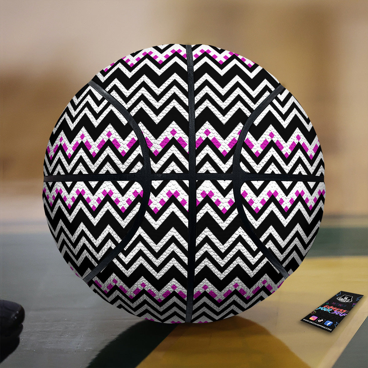 Chevron Zigzag Black Pink Print Pattern Basketball-grizzshop