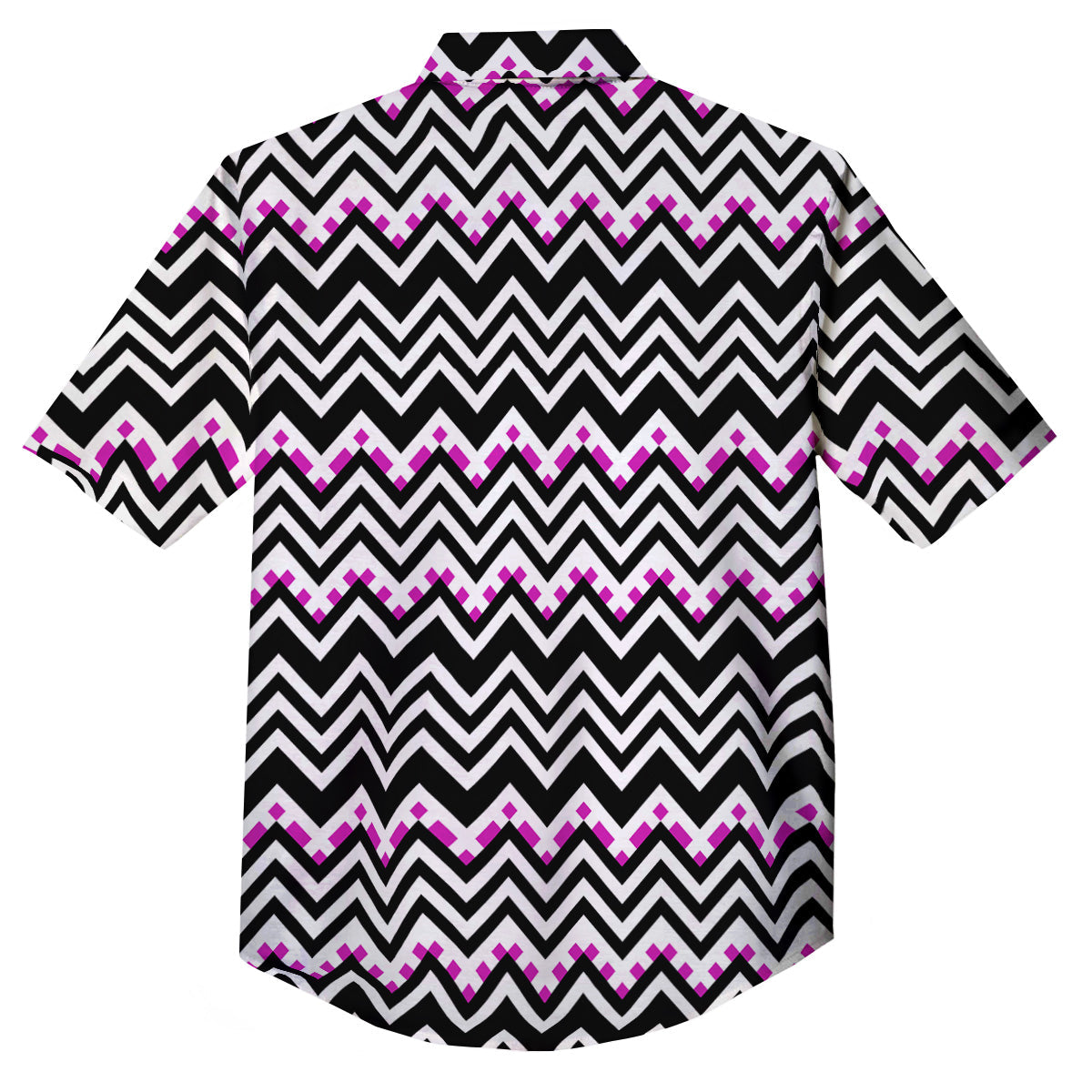 Chevron Zigzag Black Pink Print Pattern Button Up Shirt-grizzshop