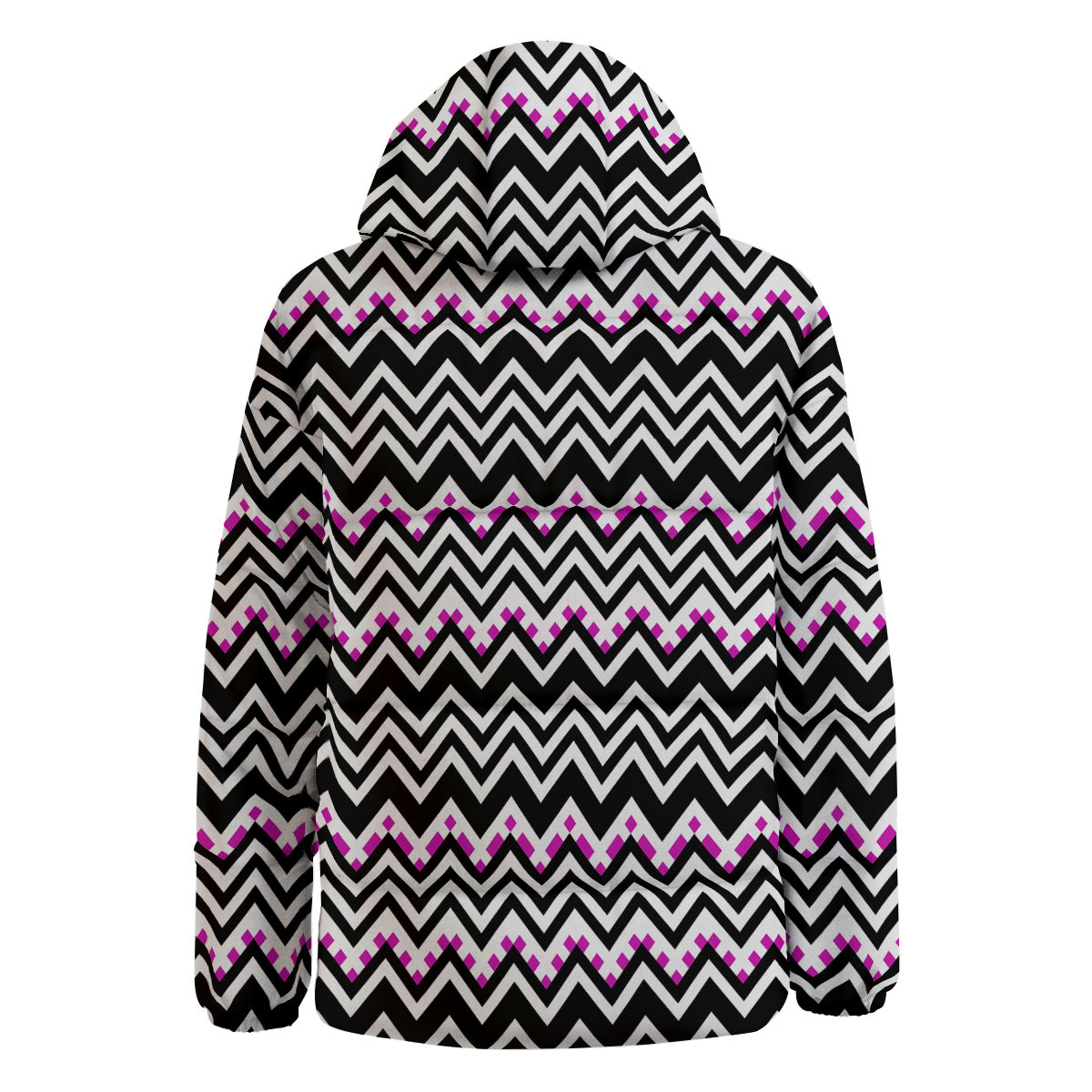 Chevron Zigzag Black Pink Print Pattern Down Jacket-grizzshop