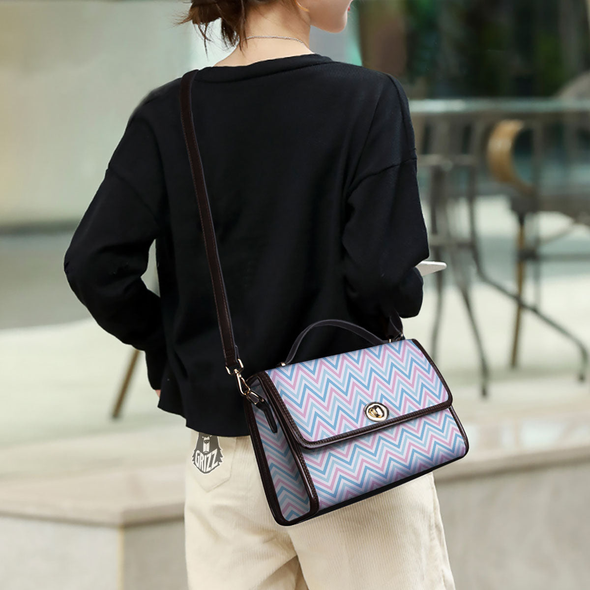 Chevron Blue And Pink Print Pattern Women's Satchel Bag