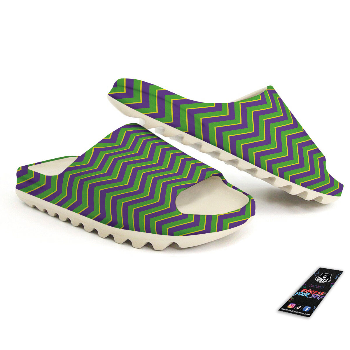 Chevron Mardi Gras Print Pattern Sandals-grizzshop
