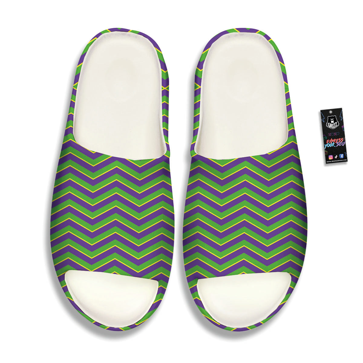 Chevron Mardi Gras Print Pattern Sandals-grizzshop