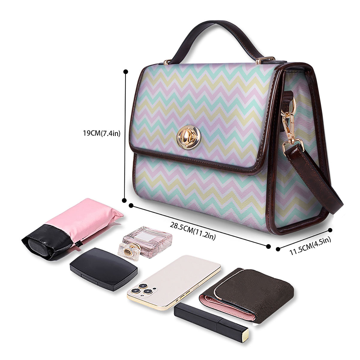 Chevron Pastel Print Pattern Women's Satchel Bag