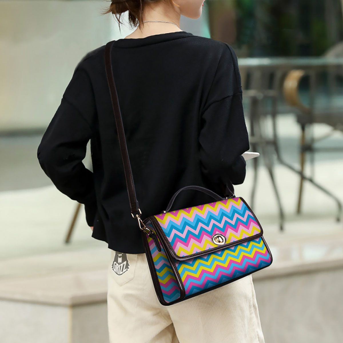 Chevron Rainbow Print Pattern Women's Satchel Bag