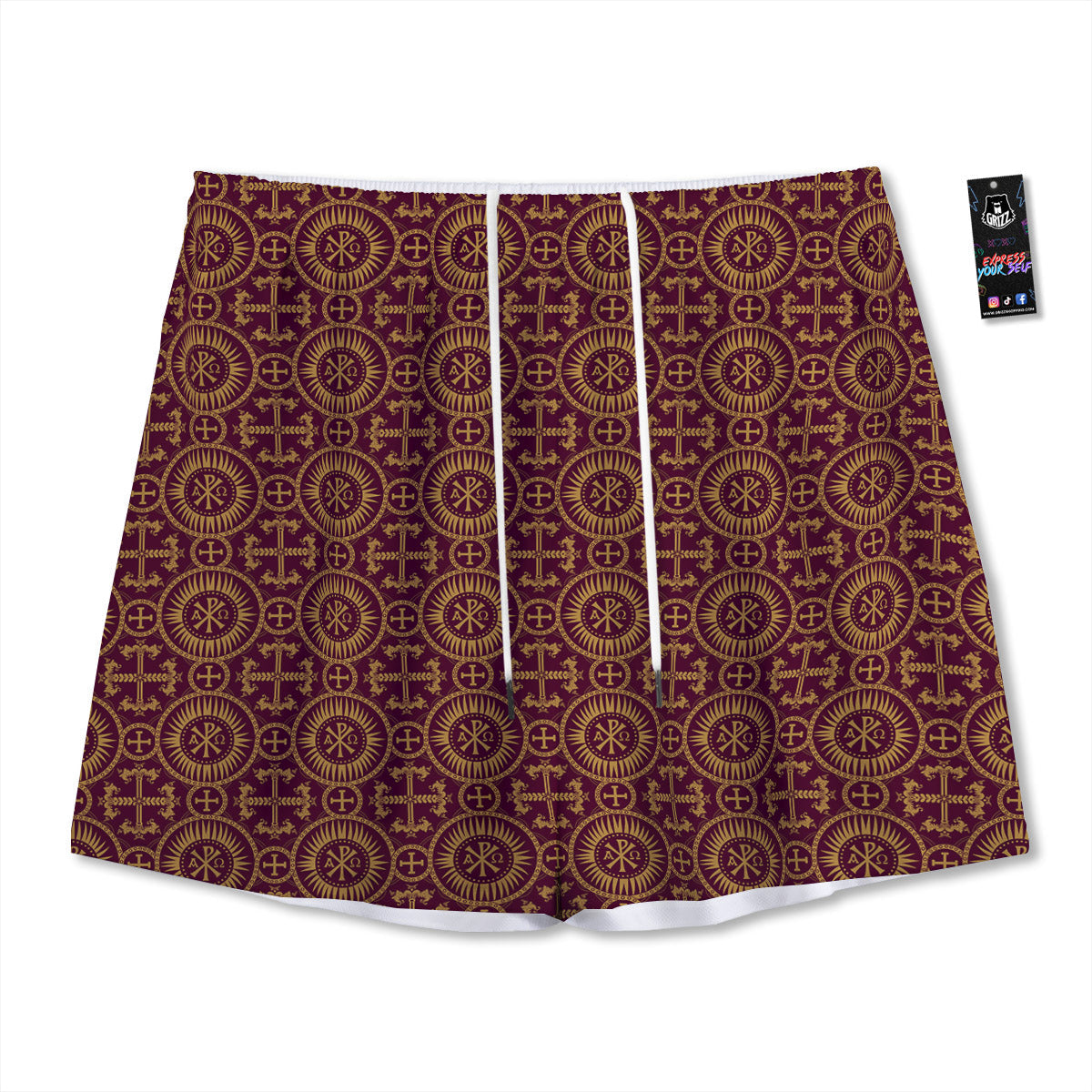 Chi Rho Print Pattern Mesh Shorts-grizzshop