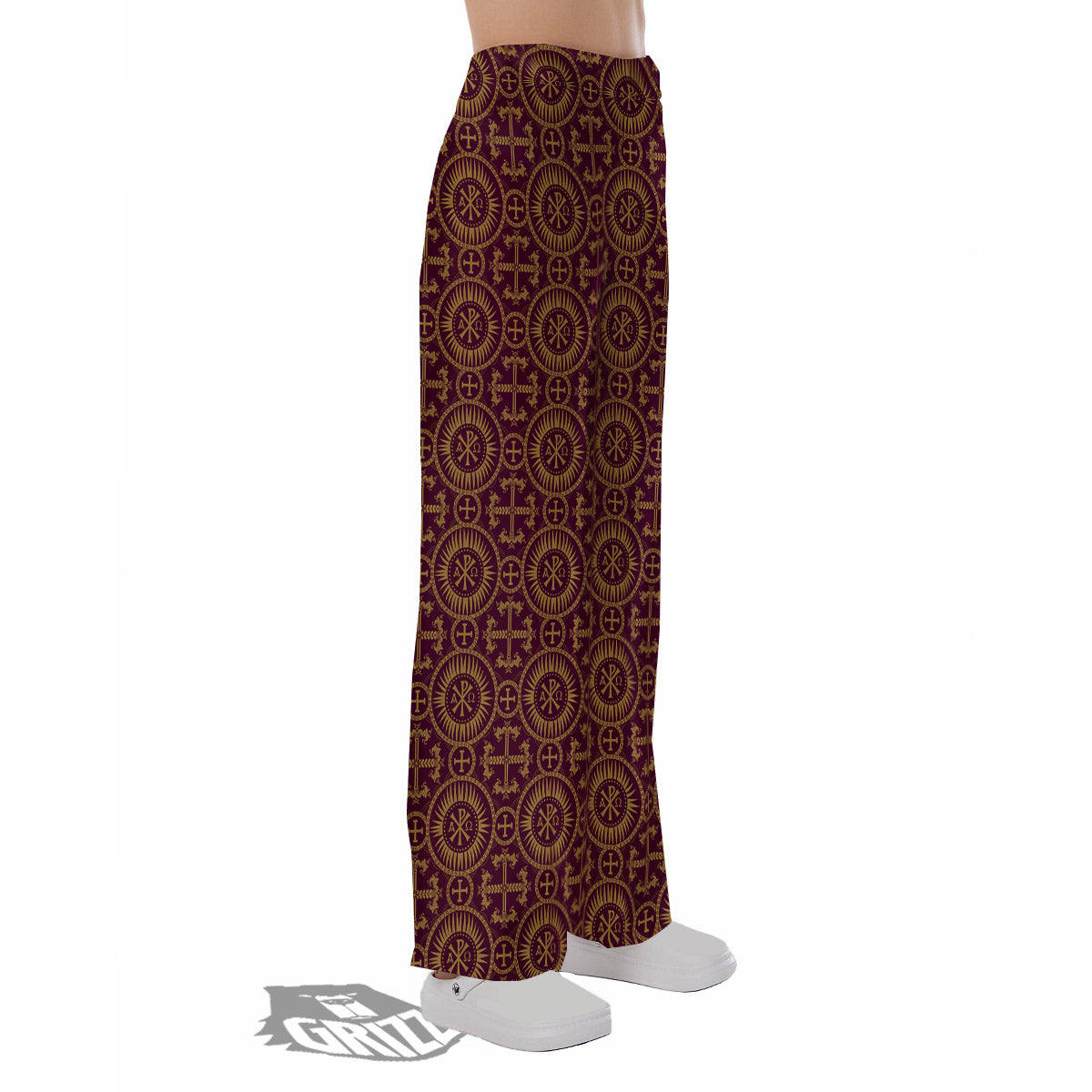 Chi Rho Print Pattern Pajama Pants-grizzshop