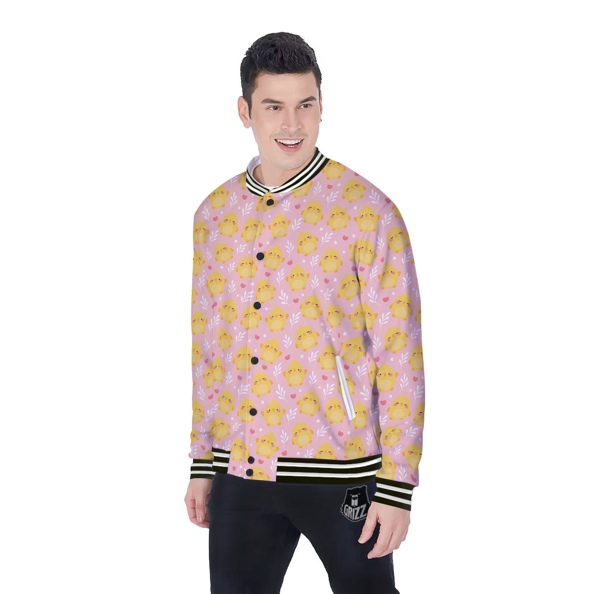 Chicken Cute Print Pattern Baseball Jacket-grizzshop