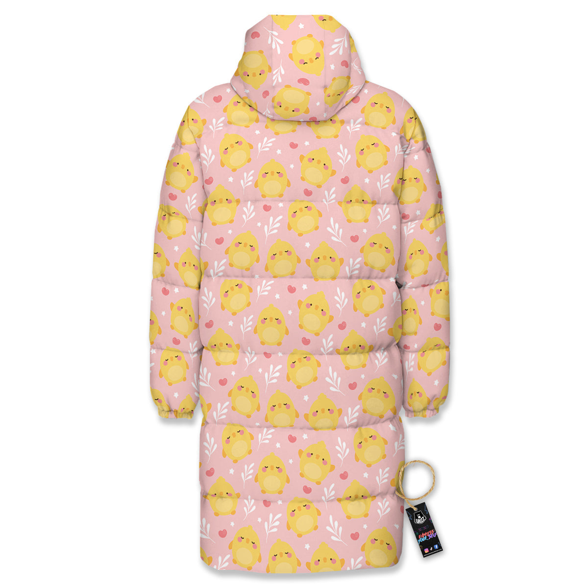 Chicken Cute Print Pattern Long Down Jacket-grizzshop