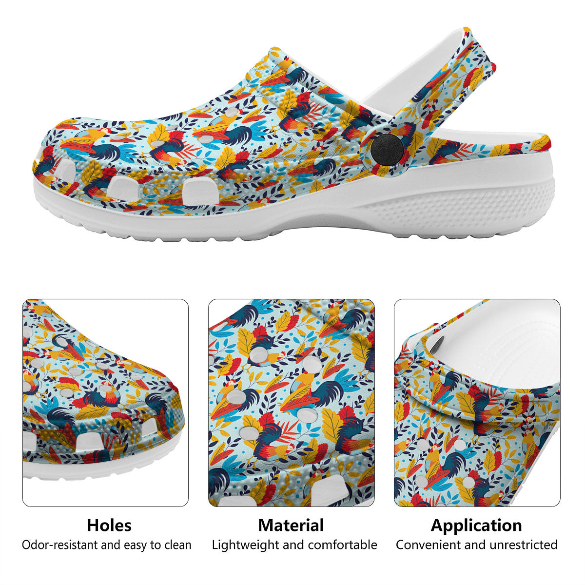 Chicken Exotic Print Pattern Clog-grizzshop