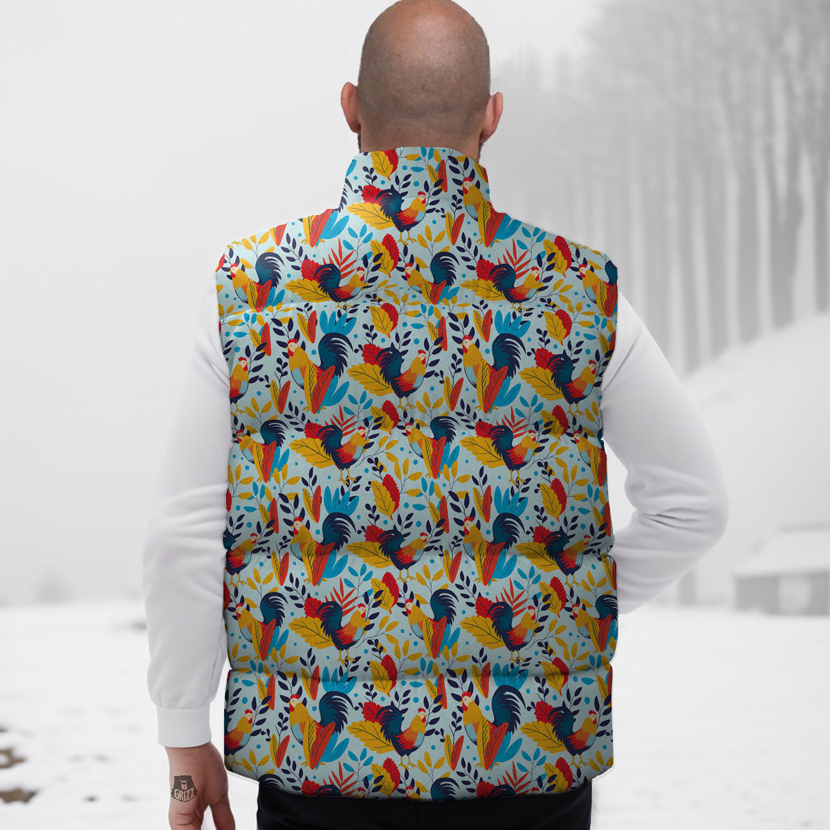 Chicken Exotic Print Pattern Down Vest-grizzshop