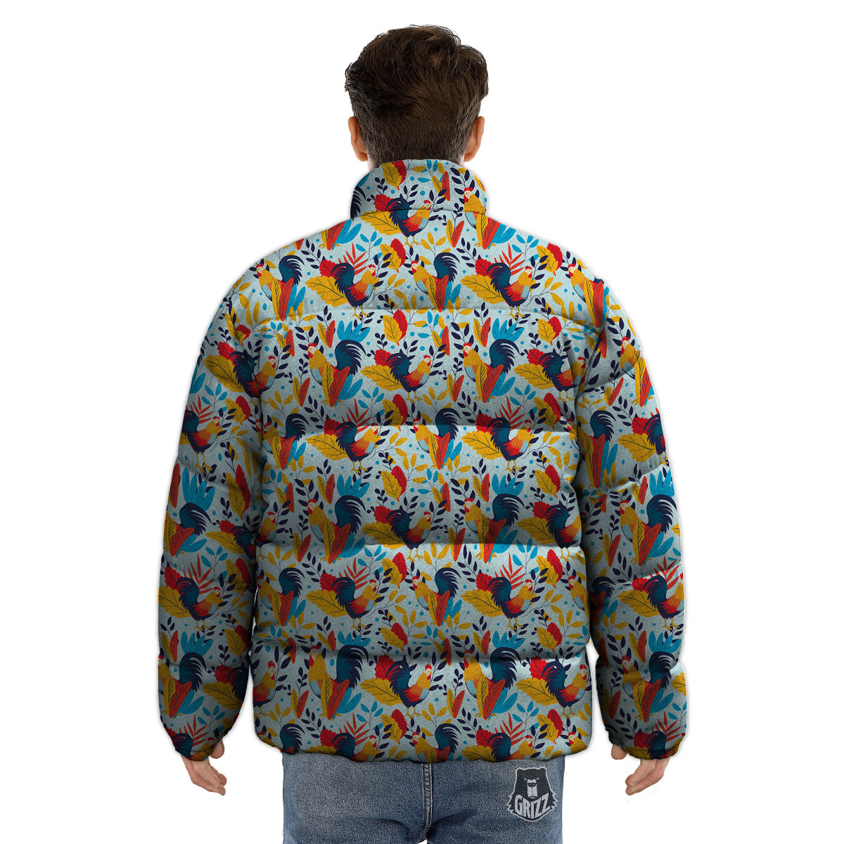 Chicken Exotic Print Pattern Puffer Jacket-grizzshop