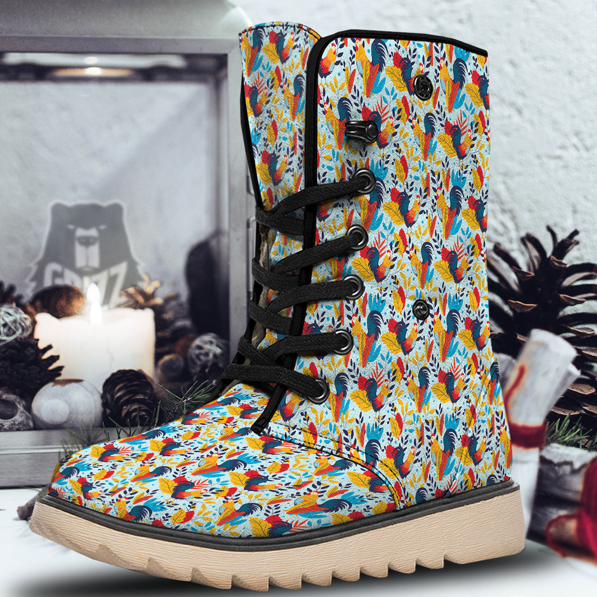 Chicken Exotic Print Pattern Snow Boots-grizzshop