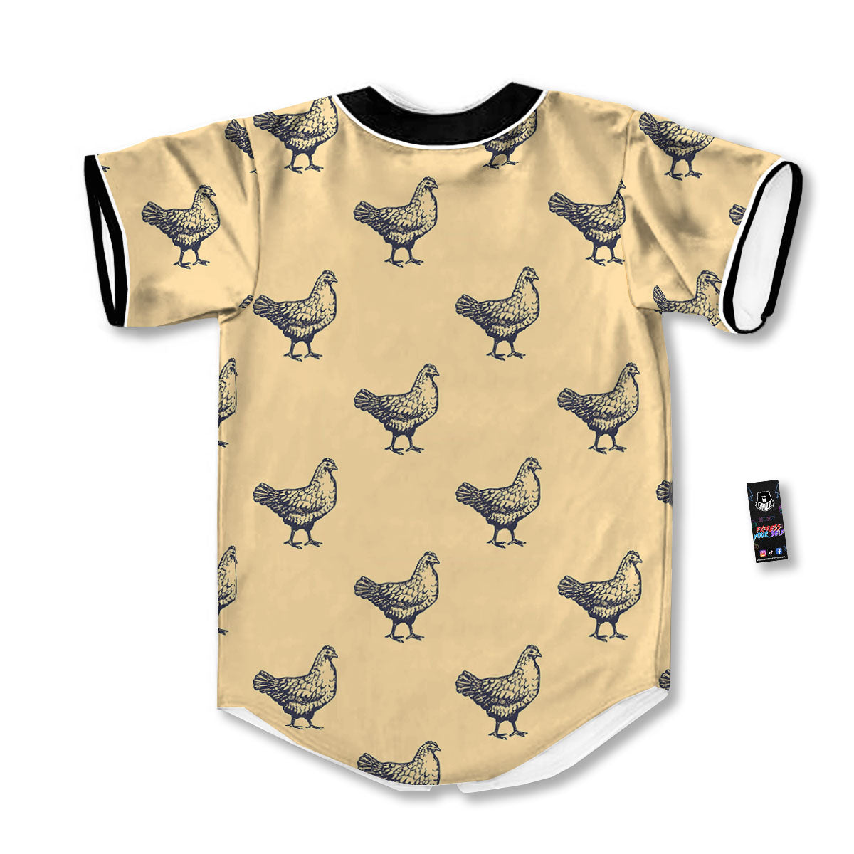 Chicken Hand Drawn Print Pattern Baseball Jersey-grizzshop