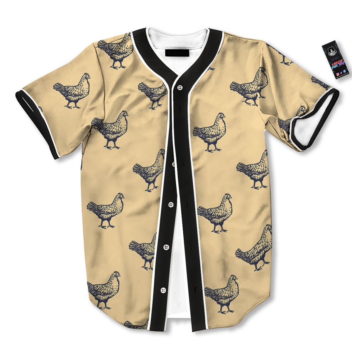 Chicken Hand Drawn Print Pattern Baseball Jersey-grizzshop
