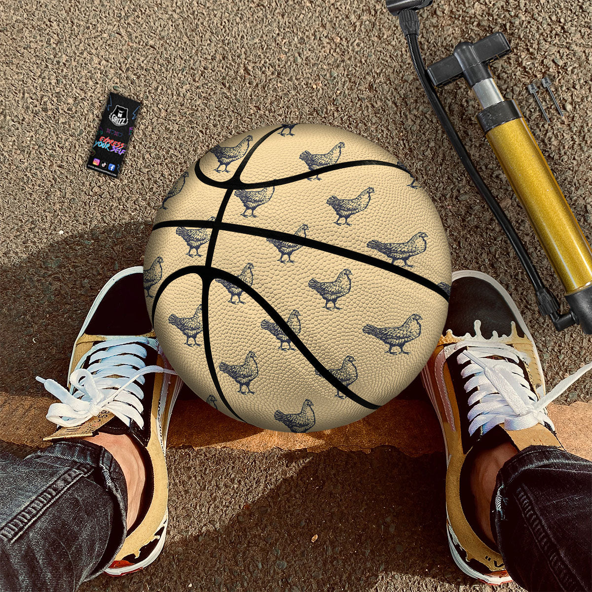 Chicken Hand Drawn Print Pattern Basketball-grizzshop