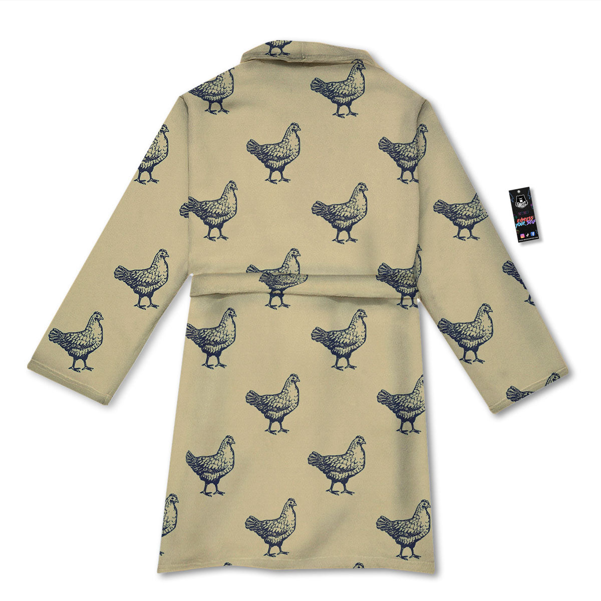 Chicken Hand Drawn Print Pattern Bathrobe-grizzshop