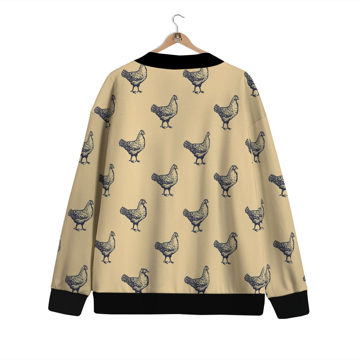 Chicken Hand Drawn Print Pattern Cardigan-grizzshop