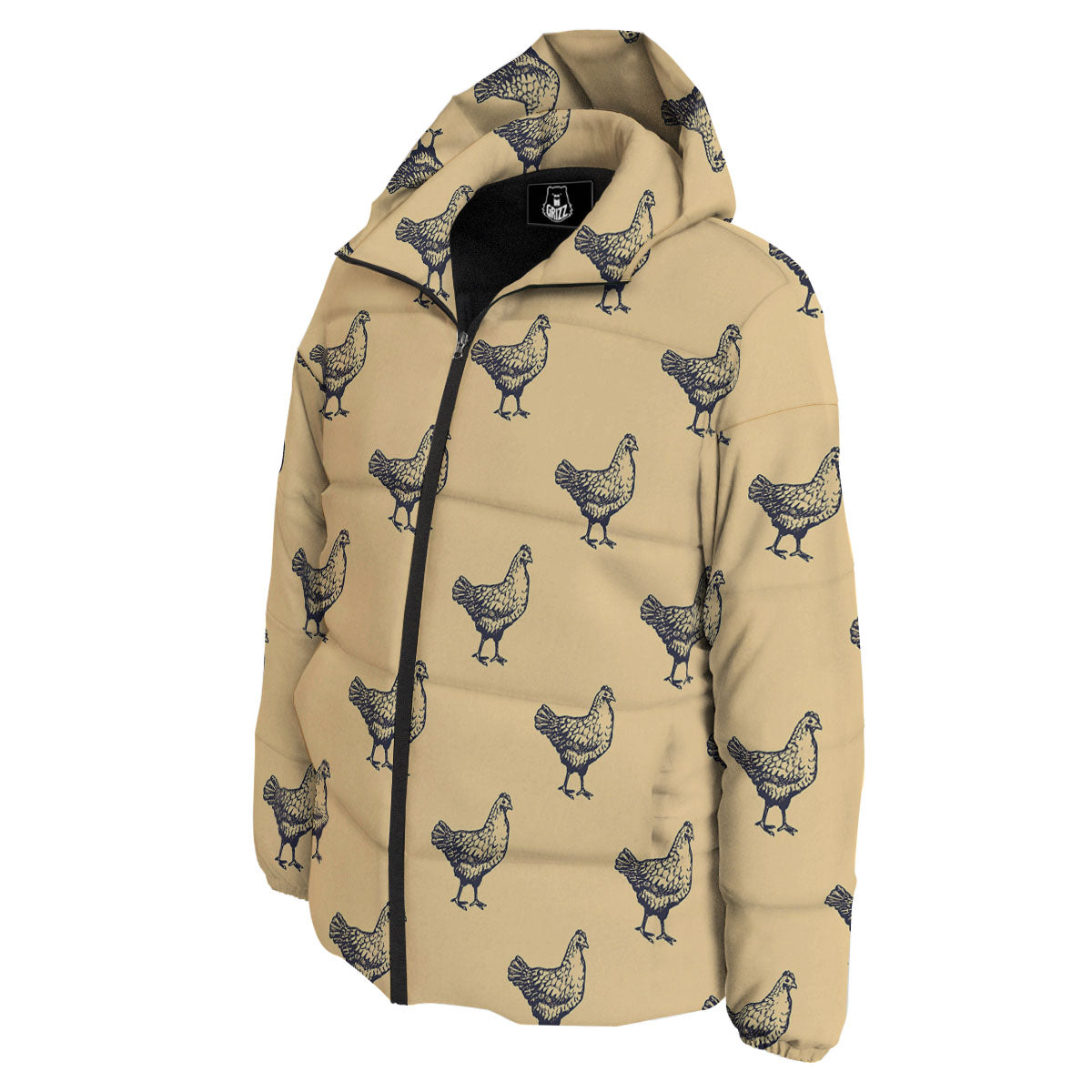 Chicken Hand Drawn Print Pattern Down Jacket-grizzshop