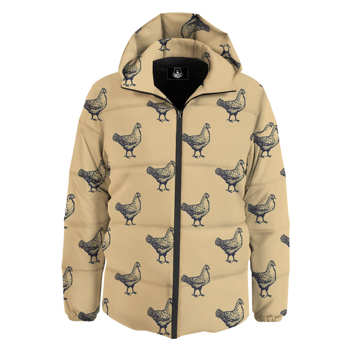 Chicken Hand Drawn Print Pattern Down Jacket-grizzshop