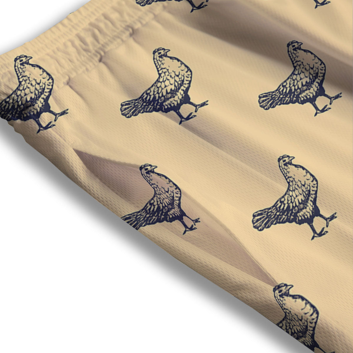 Chicken Hand Drawn Print Pattern Mesh Shorts-grizzshop