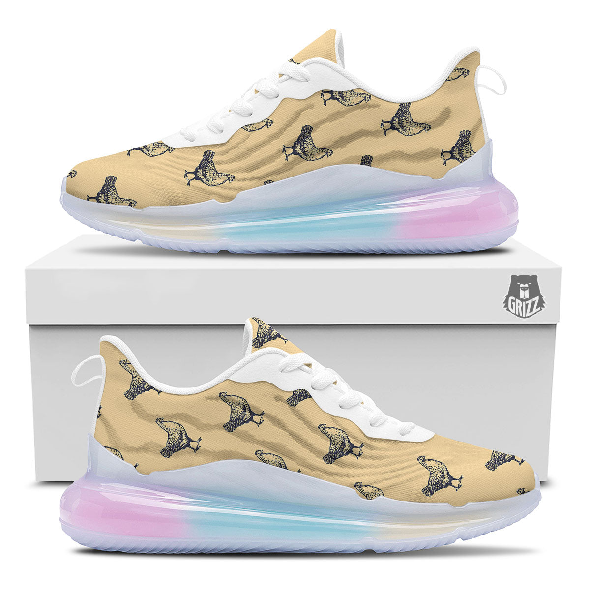 Chicken Hand Drawn Print Pattern Running Sneakers-grizzshop