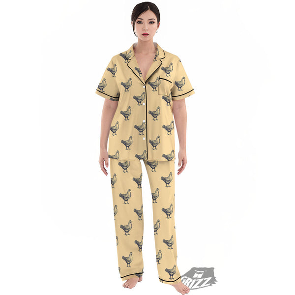 Chicken Hand Drawn Print Pattern Women s Pajamas Set Grizzshopping