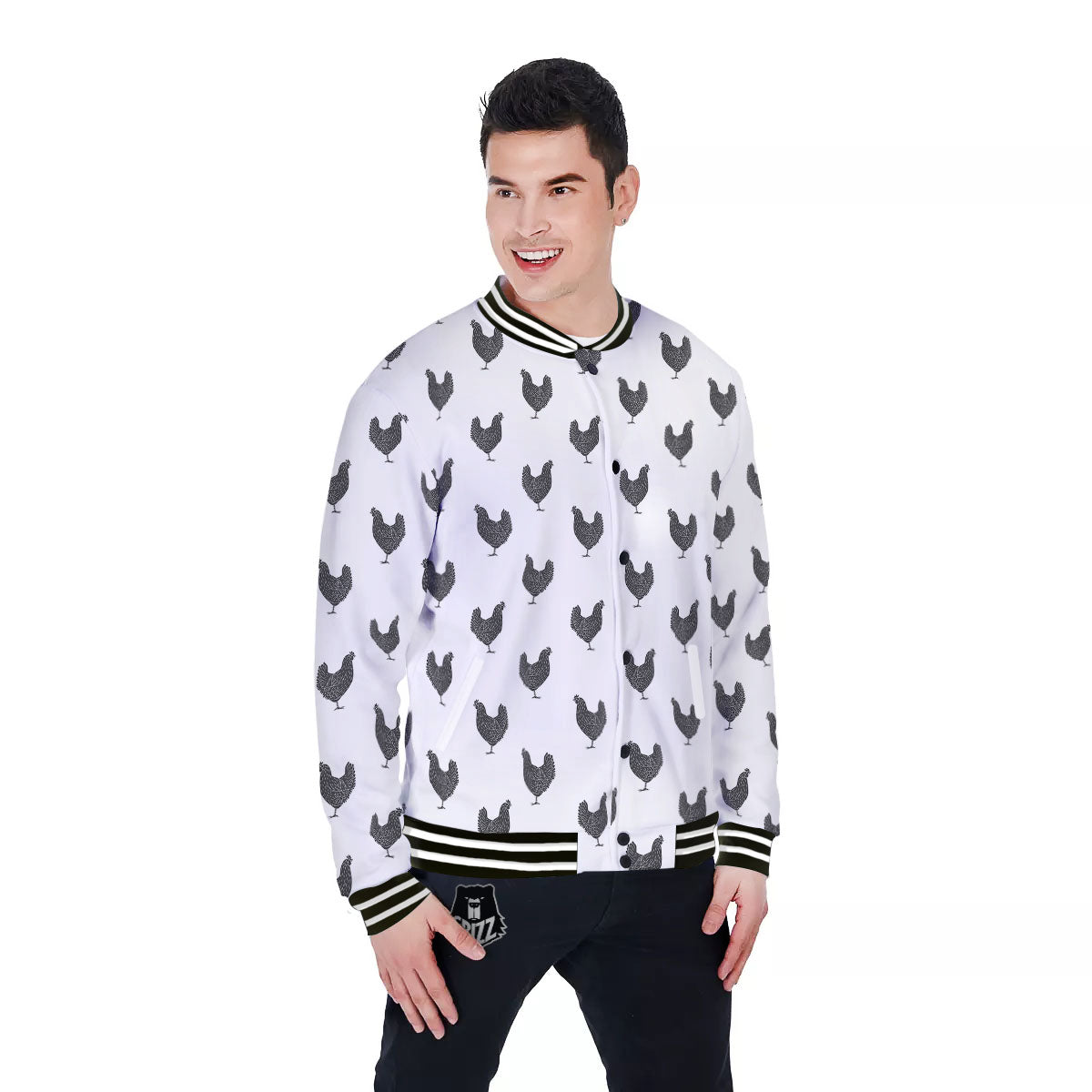Chicken Painting Print Pattern Baseball Jacket-grizzshop