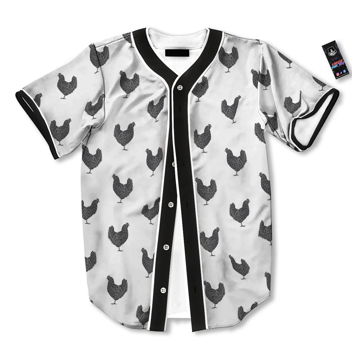 Chicken Painting Print Pattern Baseball Jersey-grizzshop