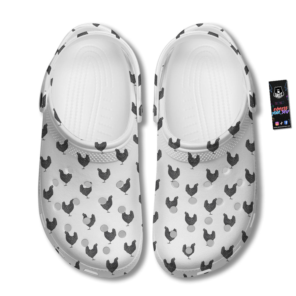 Chicken Painting Print Pattern Clog-grizzshop