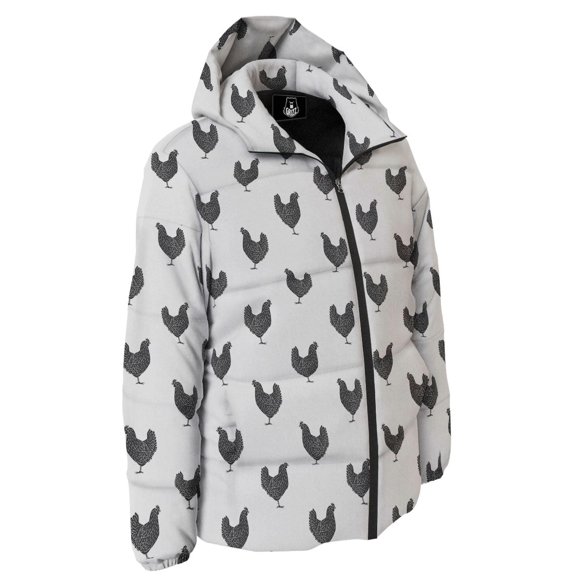 Chicken Painting Print Pattern Down Jacket-grizzshop