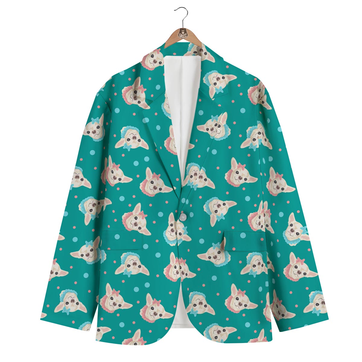Chihuahua Dot Pattern Print Men's Blazer-grizzshop