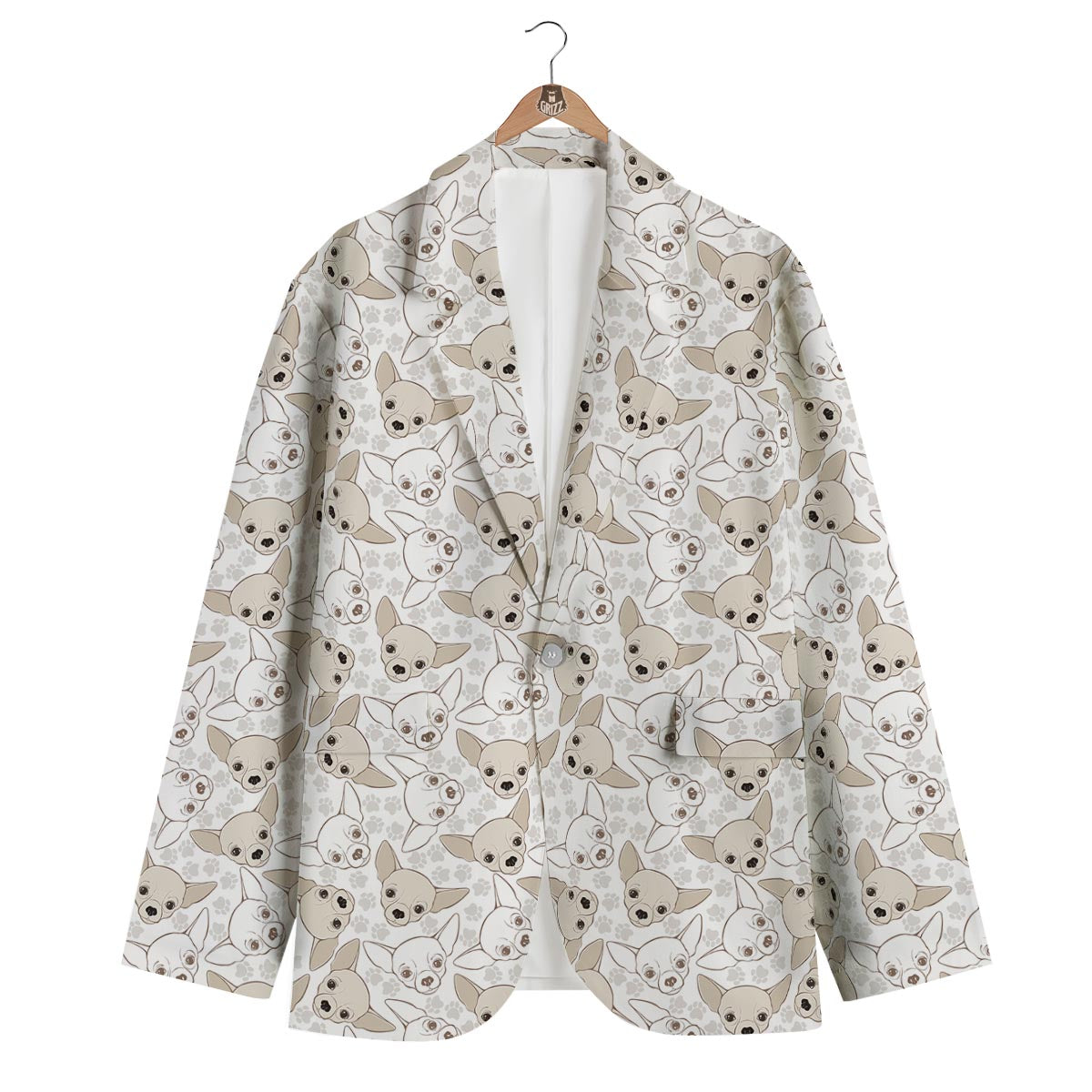 Chihuahua Pattern Print Men's Blazer-grizzshop