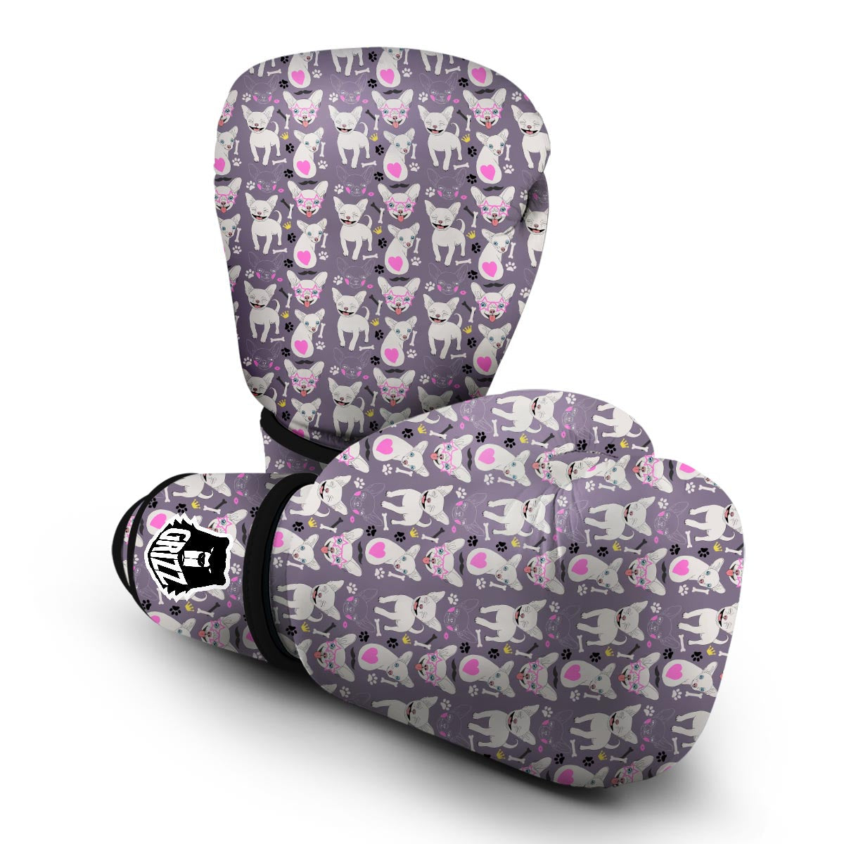 Chihuahua Print Pattern Boxing Gloves-grizzshop
