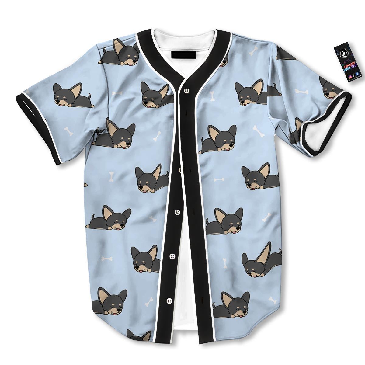 Chihuahua Sleeping Print Pattern Baseball Jersey-grizzshop