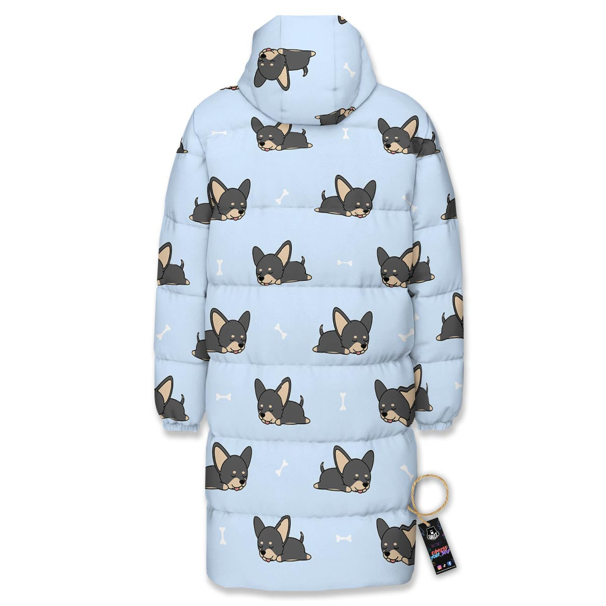 Chihuahua Sleeping Print Pattern Long Down Jacket-grizzshop