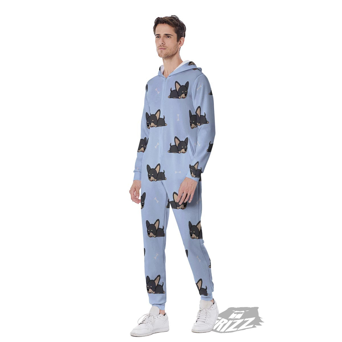 Chihuahua Sleeping Print Pattern Men's Jumpsuit-grizzshop