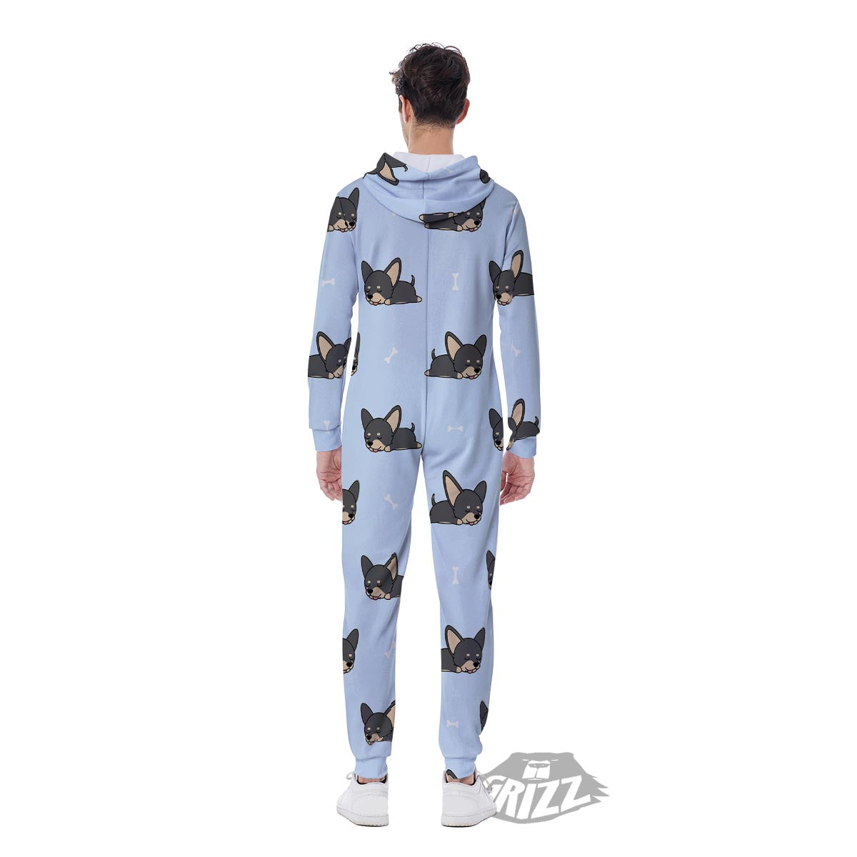 Chihuahua Sleeping Print Pattern Men's Jumpsuit-grizzshop