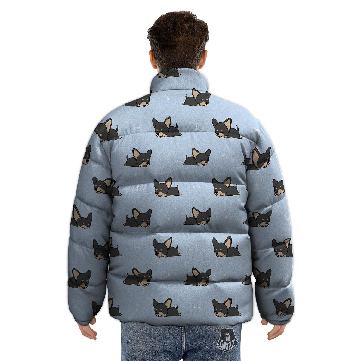 Chihuahua Sleeping Print Pattern Puffer Jacket-grizzshop