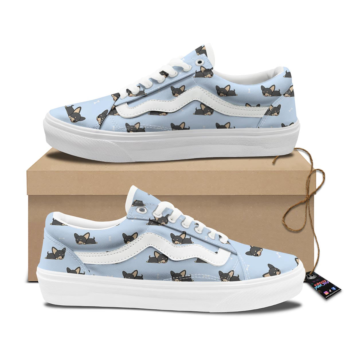 Chihuahua Sleeping Print Pattern Skate Shoes-grizzshop