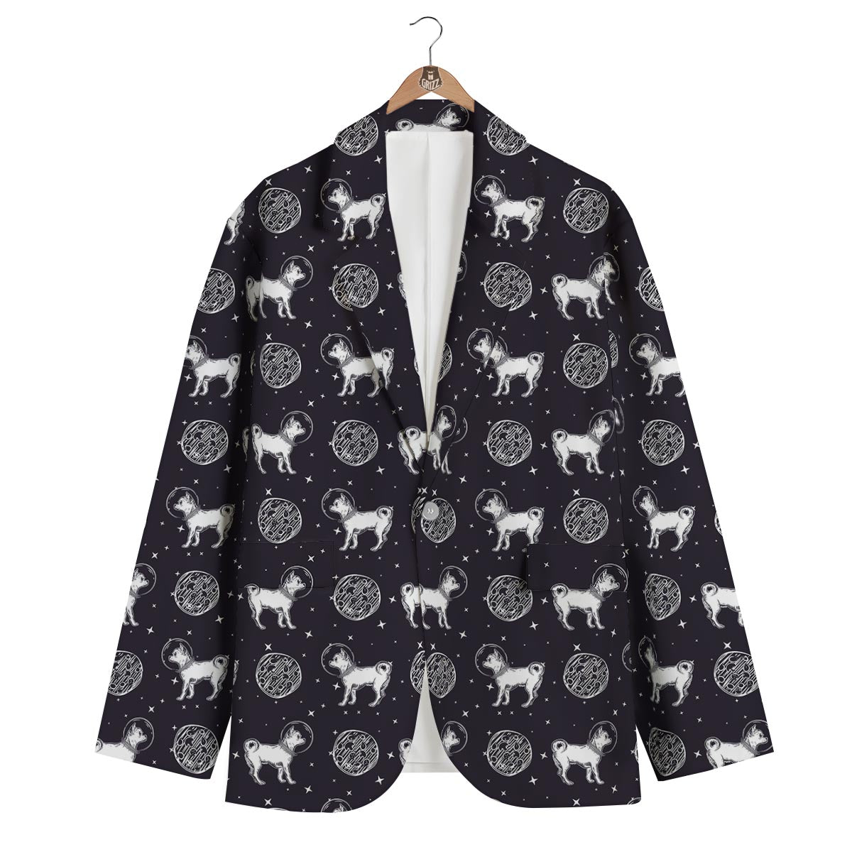 Chihuahua Space Pattern Print Men's Blazer-grizzshop