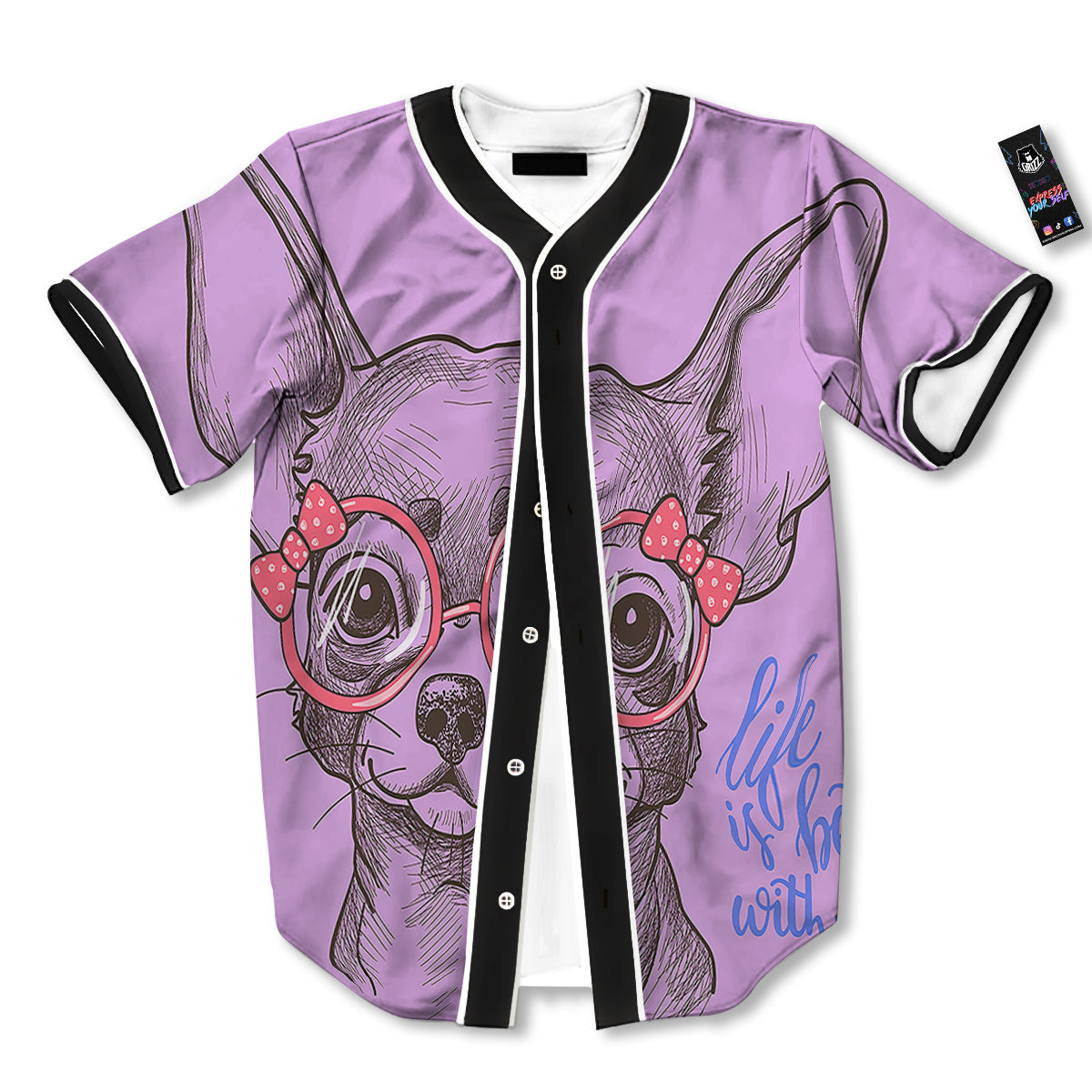 Chihuahua With Glasses Cute Print Baseball Jersey-grizzshop