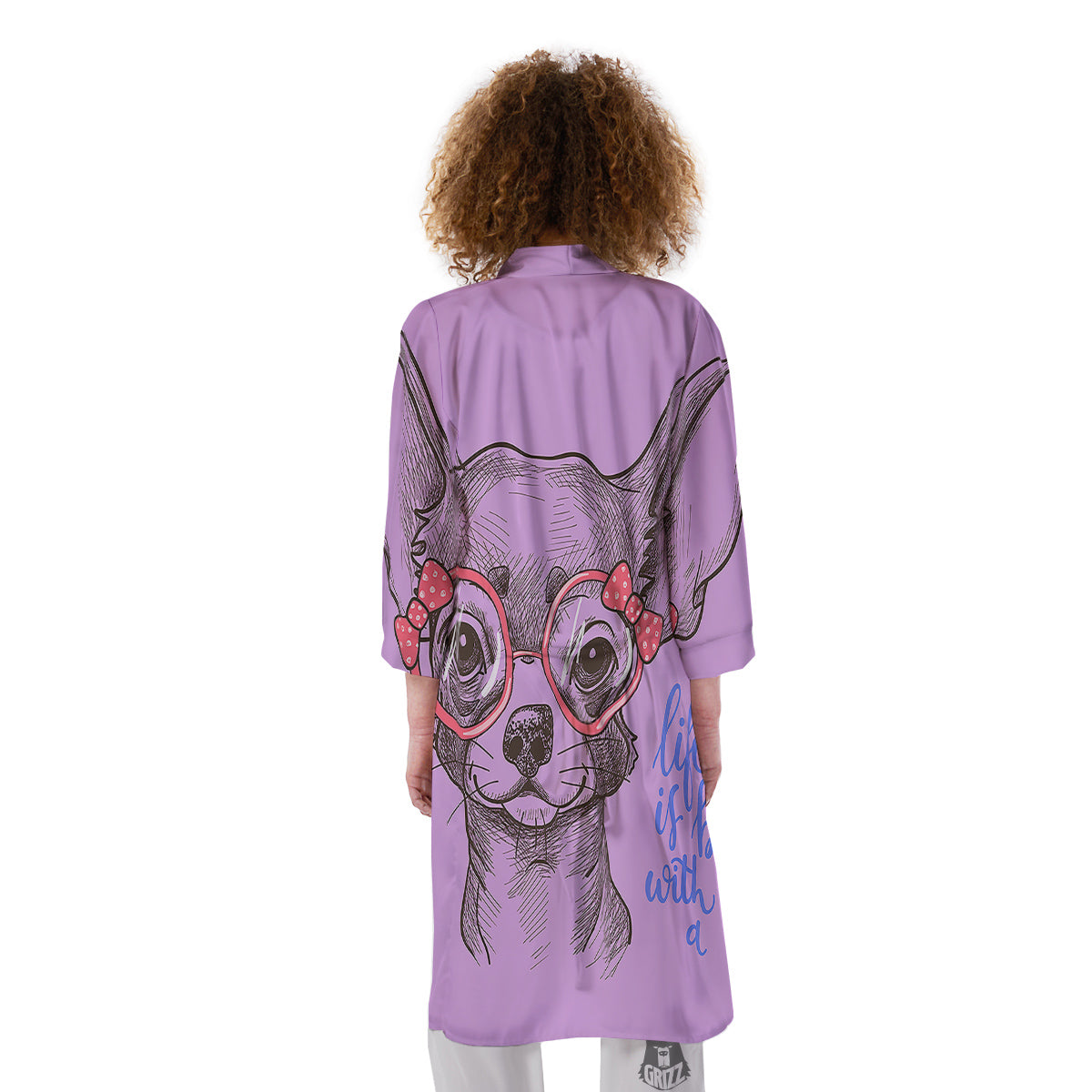 Chihuahua With Glasses Cute Print Kimono-grizzshop