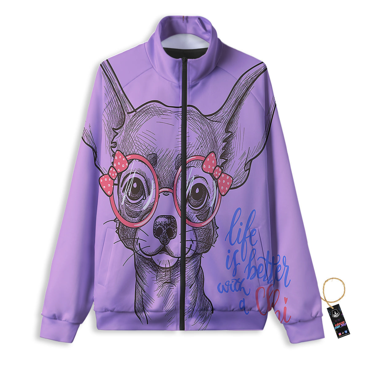 Chihuahua With Glasses Cute Print Track Jacket-grizzshop